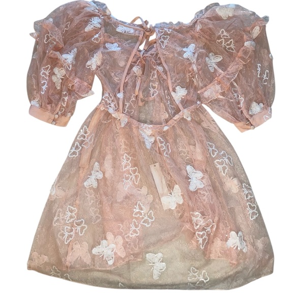 For Love and Lemons Shari Pink Sequin Butterfly Mini Dress - Picture 2 of 12